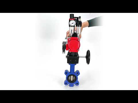 Water Butterfly Valve Elephant WBV1616N-2W-Fb-H, body material - cast iron QT450, disk material - cast iron QT450, seal - NBR, pneumatic actuator PA-DA double action, 4M310-08 24V handwheel MON, ATU AFC2000