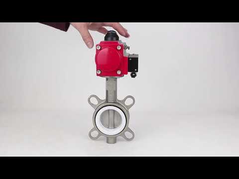 Water Butterfly Valve Elephant WBV3131P-2W-Fb-H, body material - Stainless steel AISI 304, disk material - Stainless steel AISI 304, seal - PTFE, pneumatic actuator PA-DA double action, 4M310-08 24V