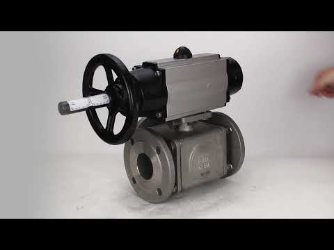 Ball valves Elephant BV3232P(4pc)-FP-3WL-F-ISO-H DN100 16 bar full bore, flanged, body - stainless steel SS316, ISO flange F10/F12, square 19x19, with double pneumatic actuator PA-DA-105-1 action and pneumatic distributor 4M310-08 24V