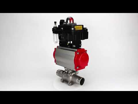 Ball valves Elephant BV3131P(3pc)-FP-W-ISO-H LONG full bore, body - stainless steel 304, for welding, with pneumatic actuator Elephant PA-SA, pneumatic distributor 4M310-08 220V, LSU APL-410N EX and ATU AFC2000