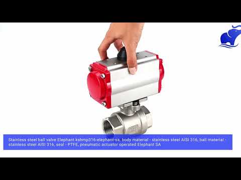 Stainless steel ball valve Elephant kshmp316-elephant-sa, body material - stainless steel AISI 316, ball material - stainless steel AISI 316, seal - PTFE, pneumatic actuator operated