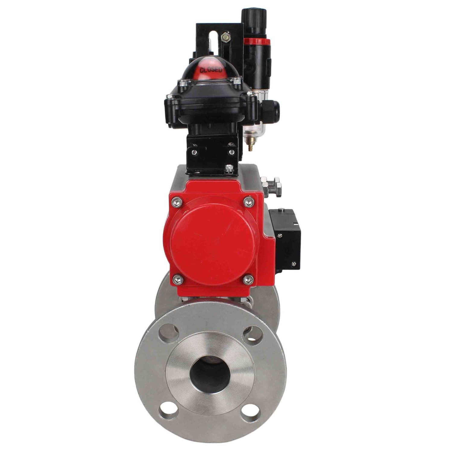 Stainless steel ball valve Elephant ksfpt-304-180-da-4m310-24v-apl210n-afc2000, body material - stainless steel AISI 304, ball material - stainless steel AISI 304, seal - PTFE, pneumatic actuator operated