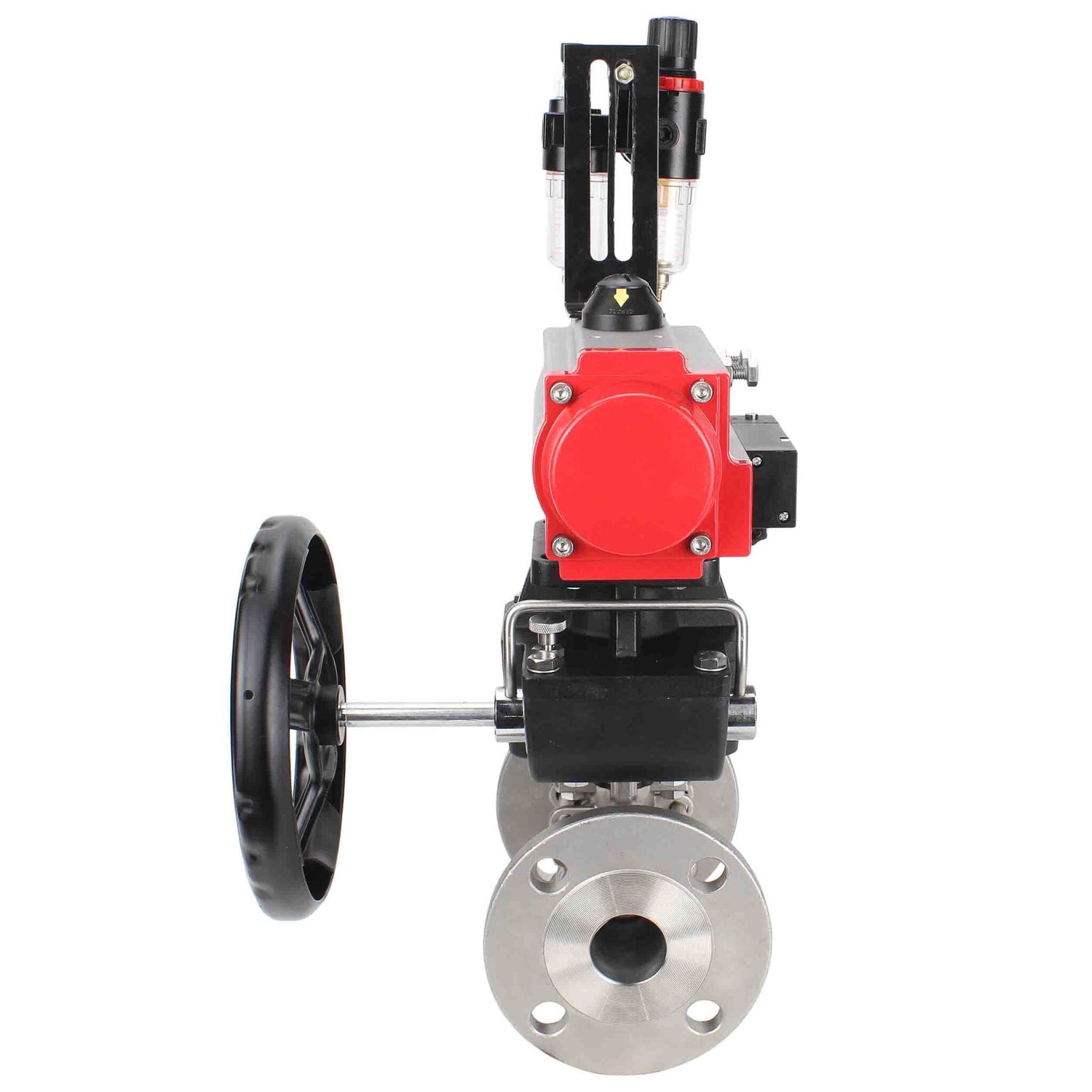 Stainless steel ball valve Elephant ksfpt-304-180-da-4m310-24v-hdm-afc2000, body material - stainless steel AISI 304, ball material - stainless steel AISI 304, seal - PTFE, pneumatic actuator operated