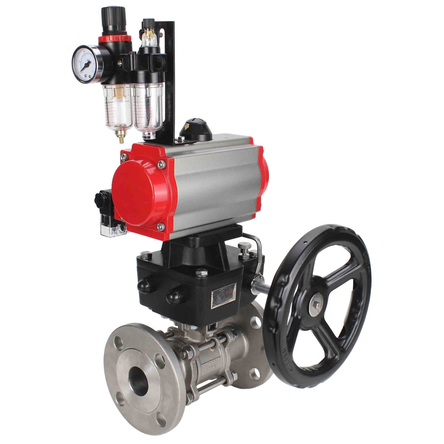 Stainless steel ball valve Elephant ksfpt-316-180-da-4m310-24v-hdm-afc2000, body material - stainless steel AISI 316, ball material - stainless steel AISI 316, seal - PTFE, pneumatic actuator operated