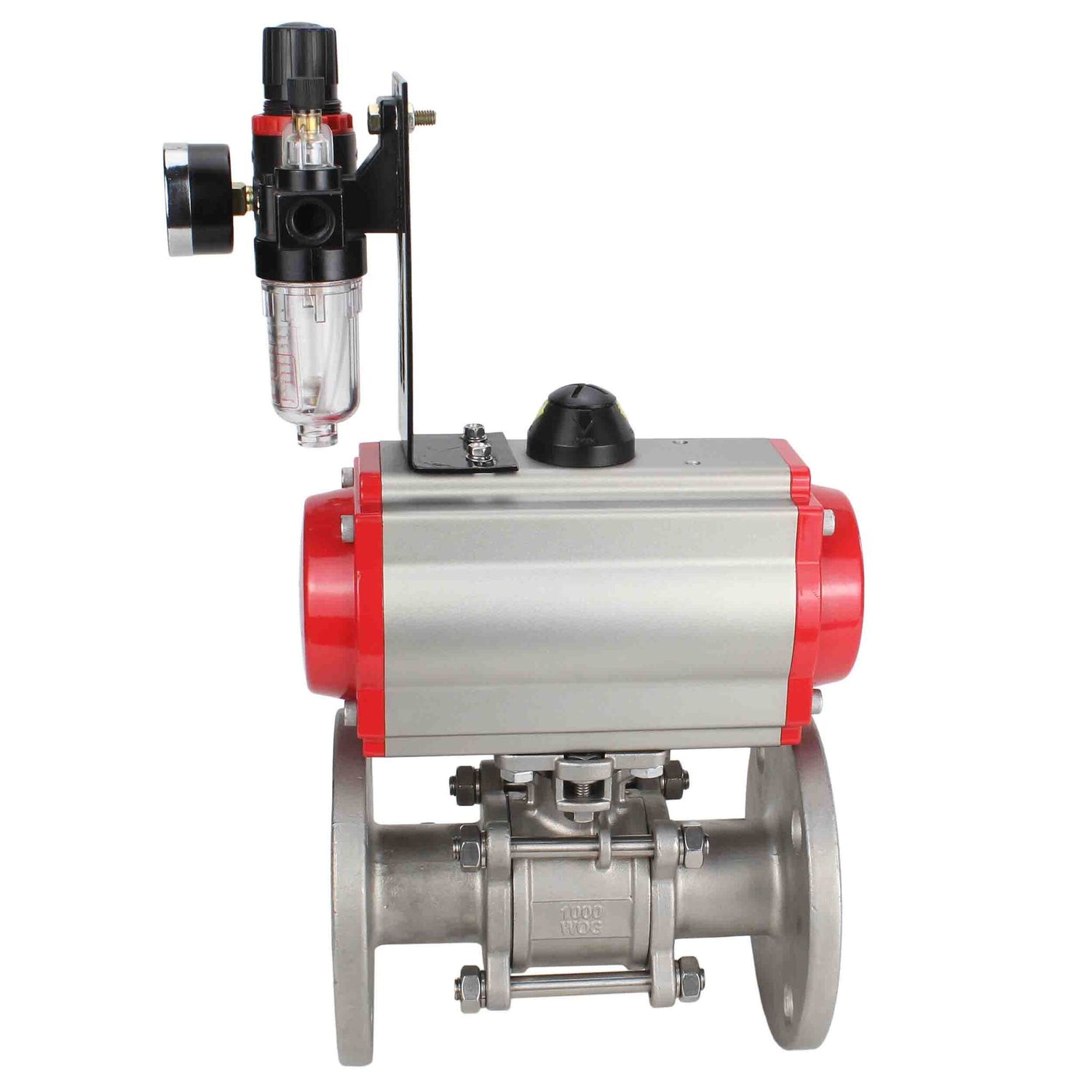 Stainless steel ball valve Elephant ksfpt-304-180-da-4m310-110/220v-afc2000, body material - stainless steel AISI 304, ball material - stainless steel AISI 304, seal - PTFE, pneumatic actuator operated