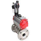 Stainless steel ball valve Elephant ksfpt-316-180-da-4m310-110/220v-afc2000, body material - stainless steel AISI 316, ball material - stainless steel AISI 316, seal - PTFE, pneumatic actuator operated