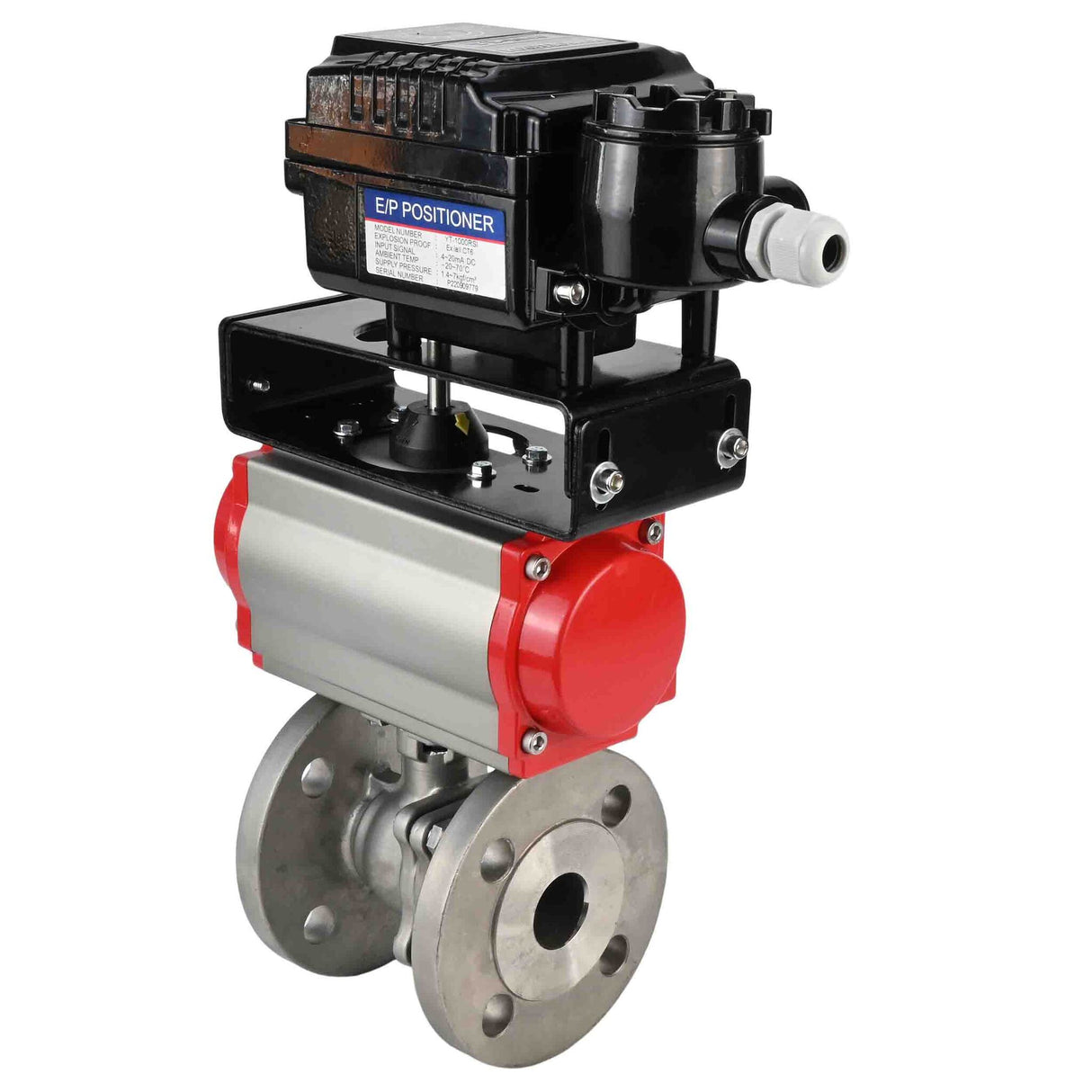 Stainless steel ball valve Elephant kchfp-elephant-da-yt1000rsn, body material - stainless steel AISI 316, ball material - stainless steel AISI 316, seal - PTFE, pneumatic actuator operated