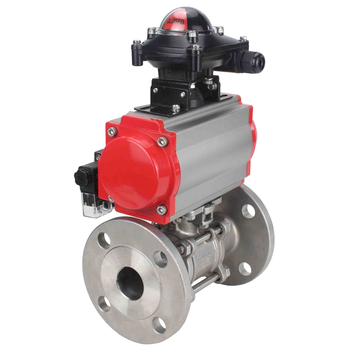 Stainless steel ball valve Elephant ksfpt-316-180-sa-4m310-24v-apl210n, body material - stainless steel AISI 316, ball material - stainless steel AISI 316, seal - PTFE, pneumatic actuator operated