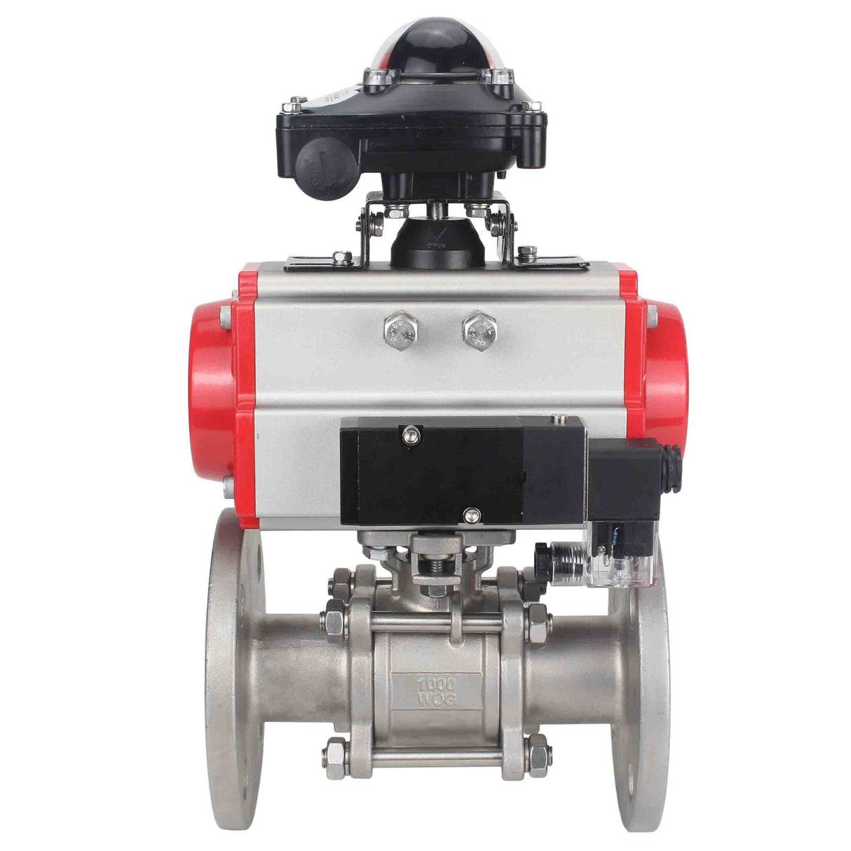 Stainless steel ball valve Elephant ksfpt-316-180-sa-4m310-24v-apl210n, body material - stainless steel AISI 316, ball material - stainless steel AISI 316, seal - PTFE, pneumatic actuator operated