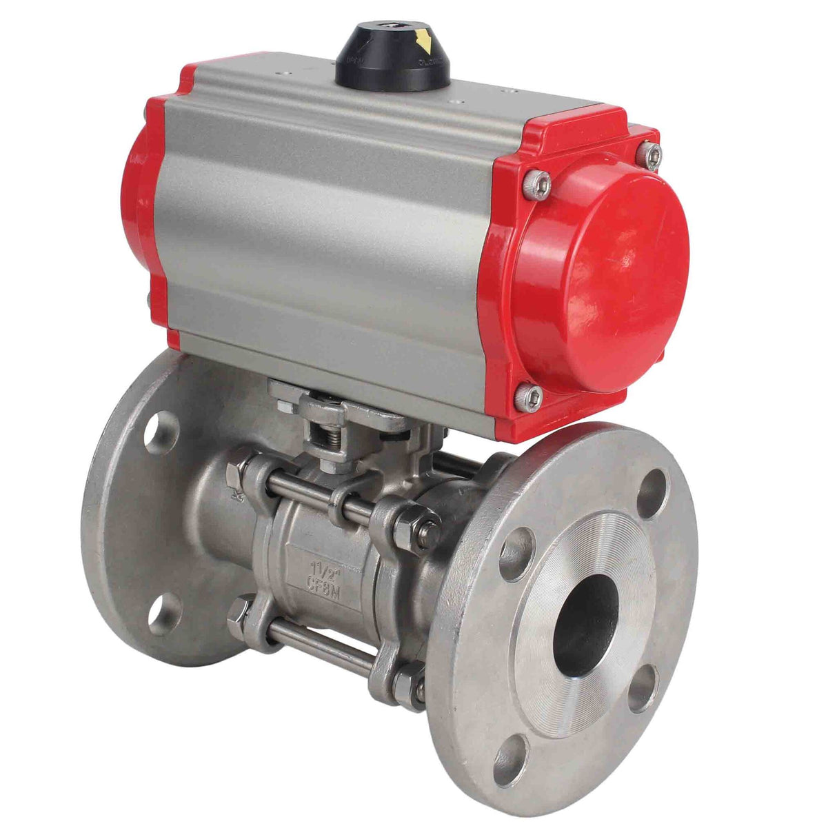 Stainless steel ball valve Elephant ksfpt-304-180-da-4m310-24v, body material - stainless steel AISI 304, ball material - stainless steel AISI 304, seal - PTFE, pneumatic actuator operated