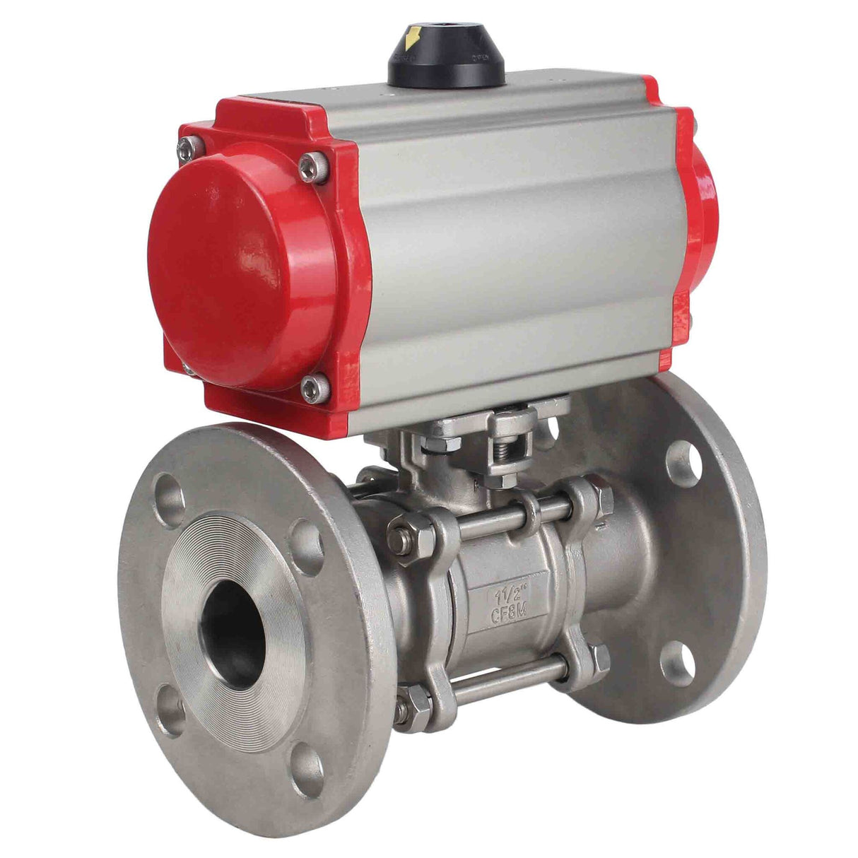 Stainless steel ball valve Elephant ksfpt-316-180-da, body material - stainless steel AISI 316, ball material - stainless steel AISI 316, seal - PTFE, pneumatic actuator operated