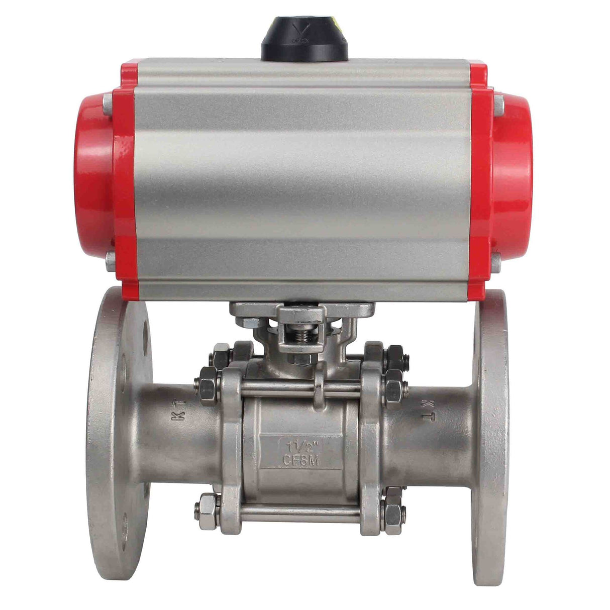 Stainless steel ball valve Elephant ksfpt-316-180-da, body material - stainless steel AISI 316, ball material - stainless steel AISI 316, seal - PTFE, pneumatic actuator operated