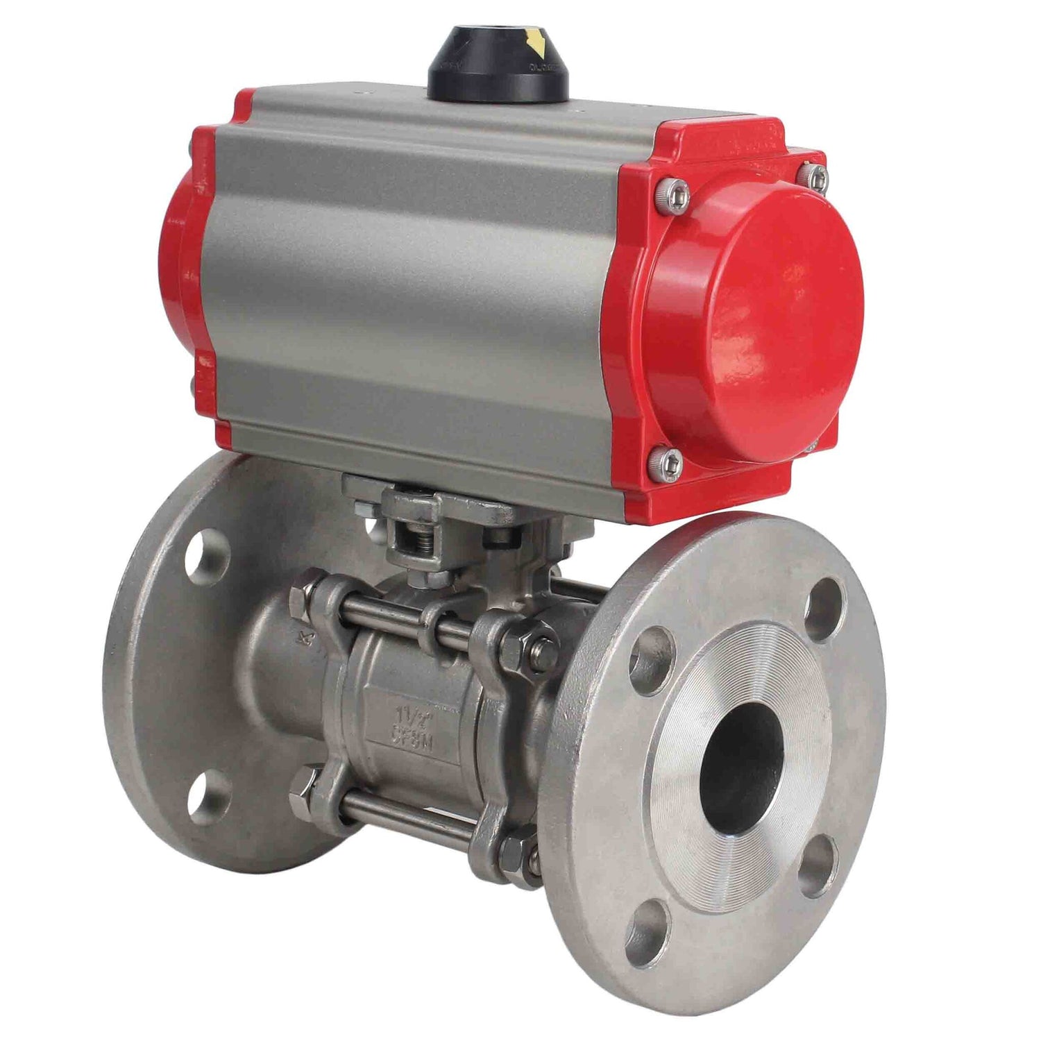Stainless steel ball valve Elephant ksfpt-304-180-sa, body material - stainless steel AISI 304, ball material - stainless steel AISI 304, seal - PTFE, pneumatic actuator operated