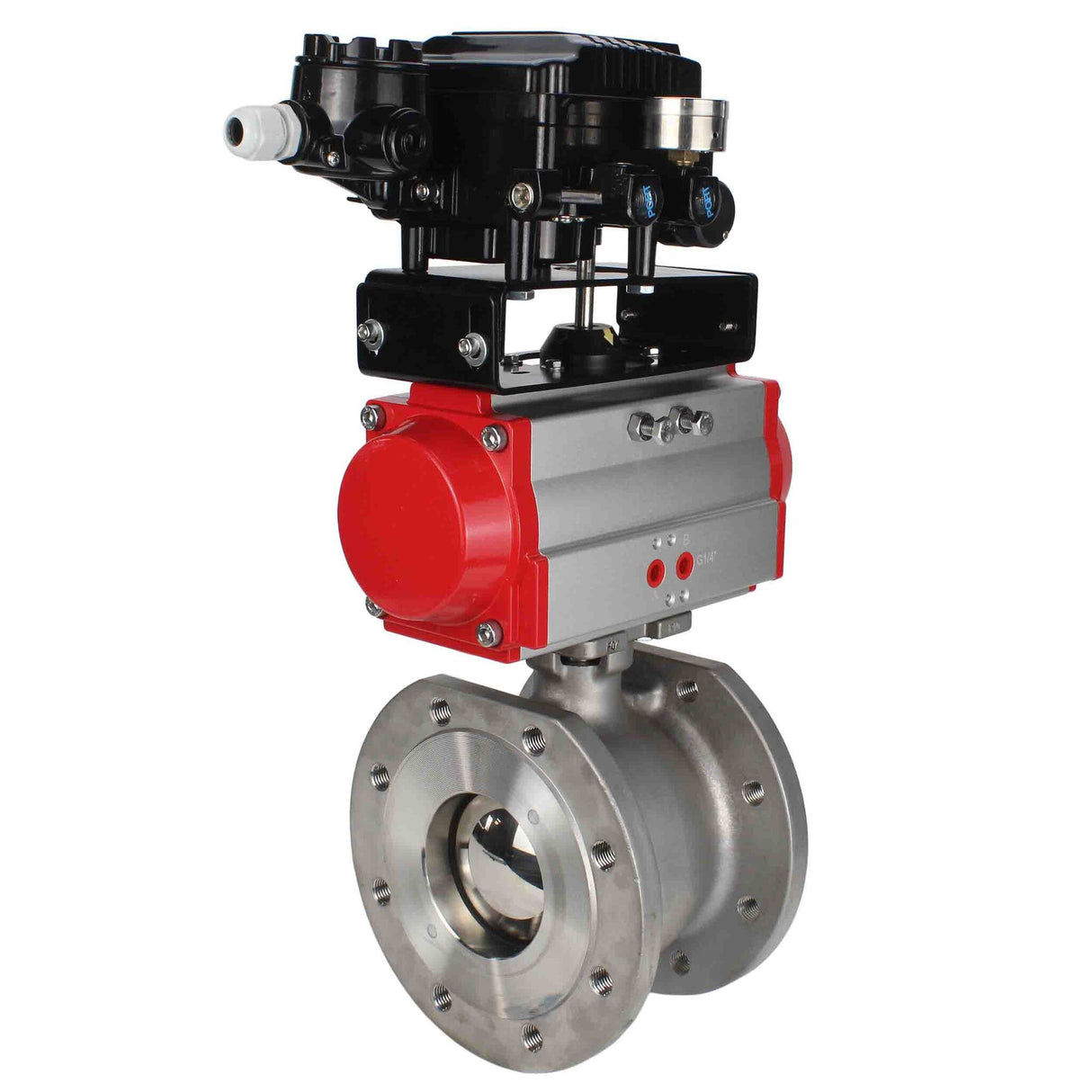 Stainless steel ball valve Elephant kchmfp-elephant-sa-yt1000rsn, body material - stainless steel AISI 316, ball material - stainless steel AISI 316, seal - PTFE, pneumatic actuator operated