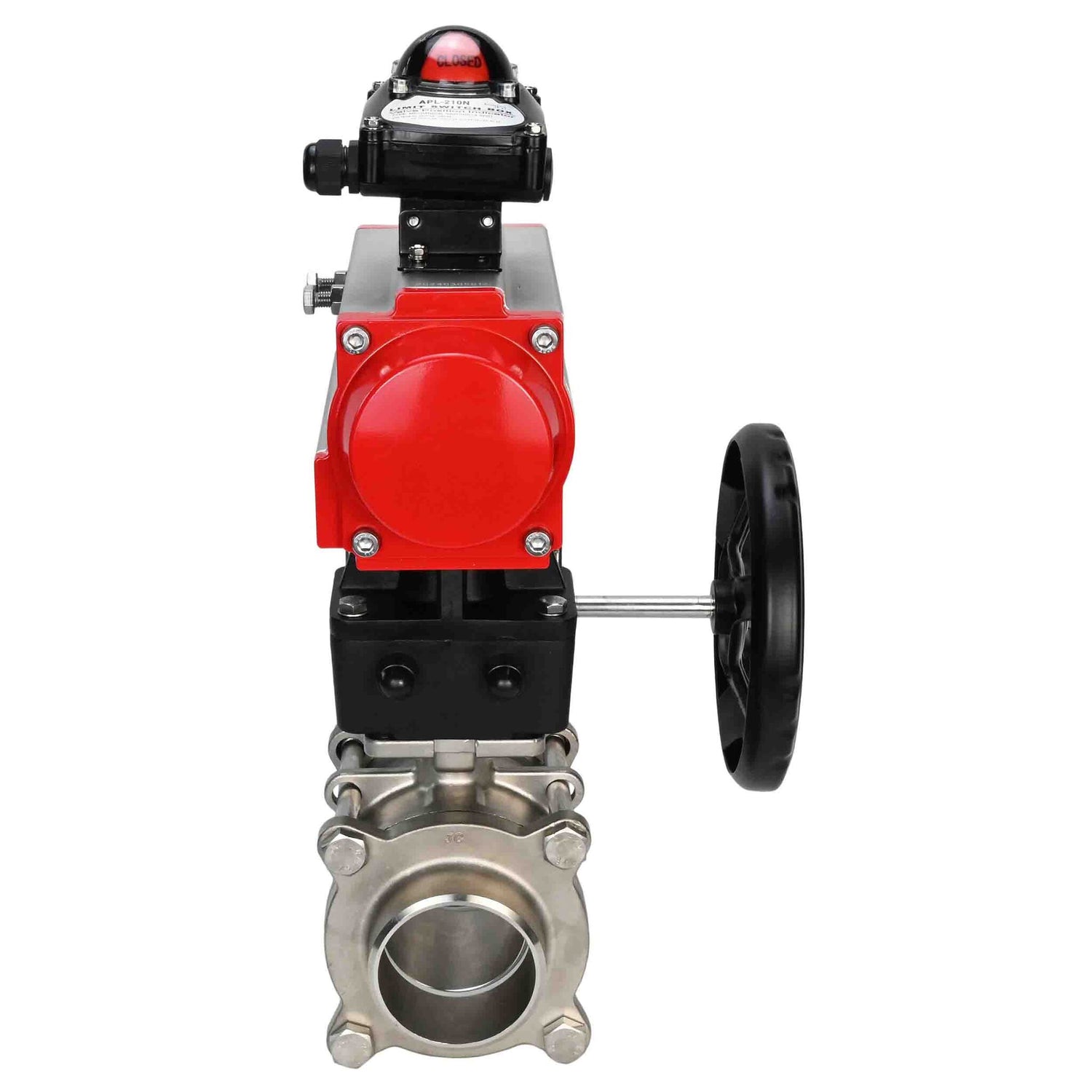 Stainless steel ball valve Elephant kshpp-316200-da-apl210n-hdm, body material - stainless steel AISI 316, ball material - stainless steel AISI 316, seal - PTFE, pneumatic actuator operated