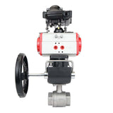 Stainless steel ball valve Elephant kshmp316-elephant-da-apl210n-hdm, body material - stainless steel AISI 316, ball material - stainless steel AISI 316, seal - PTFE, pneumatic actuator operated