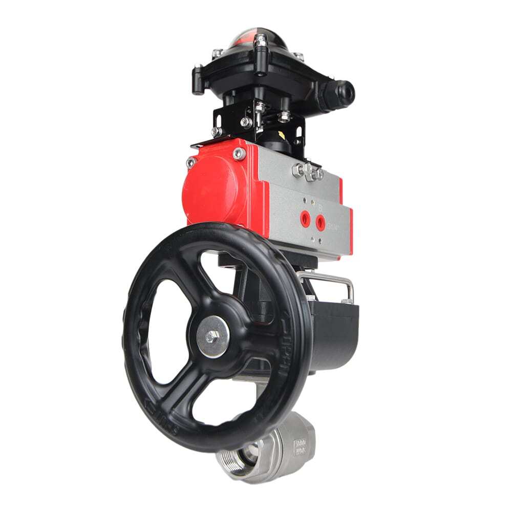 Stainless steel ball valve Elephant kshmp316-elephant-da-apl210n-hdm, body material - stainless steel AISI 316, ball material - stainless steel AISI 316, seal - PTFE, pneumatic actuator operated