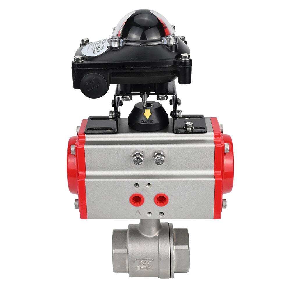Stainless steel ball valve Elephant BVMP.316.230-ISO 914 PSI, threaded, full port, body material - stainless steel AISI 316, with pneumatic actuator with return springs Elephant SA, limit switch block APL-410N EX