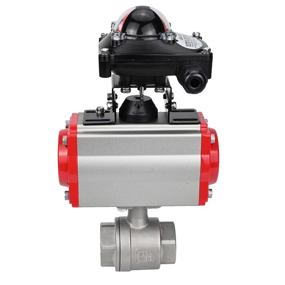 Stainless steel ball valve Elephant BVMP.316.230-ISO 63 bar, threaded, full port, body material - stainless steel AISI 316, with double-acting pneumatic actuator Elephant DA, limit switch block APL-410N EX