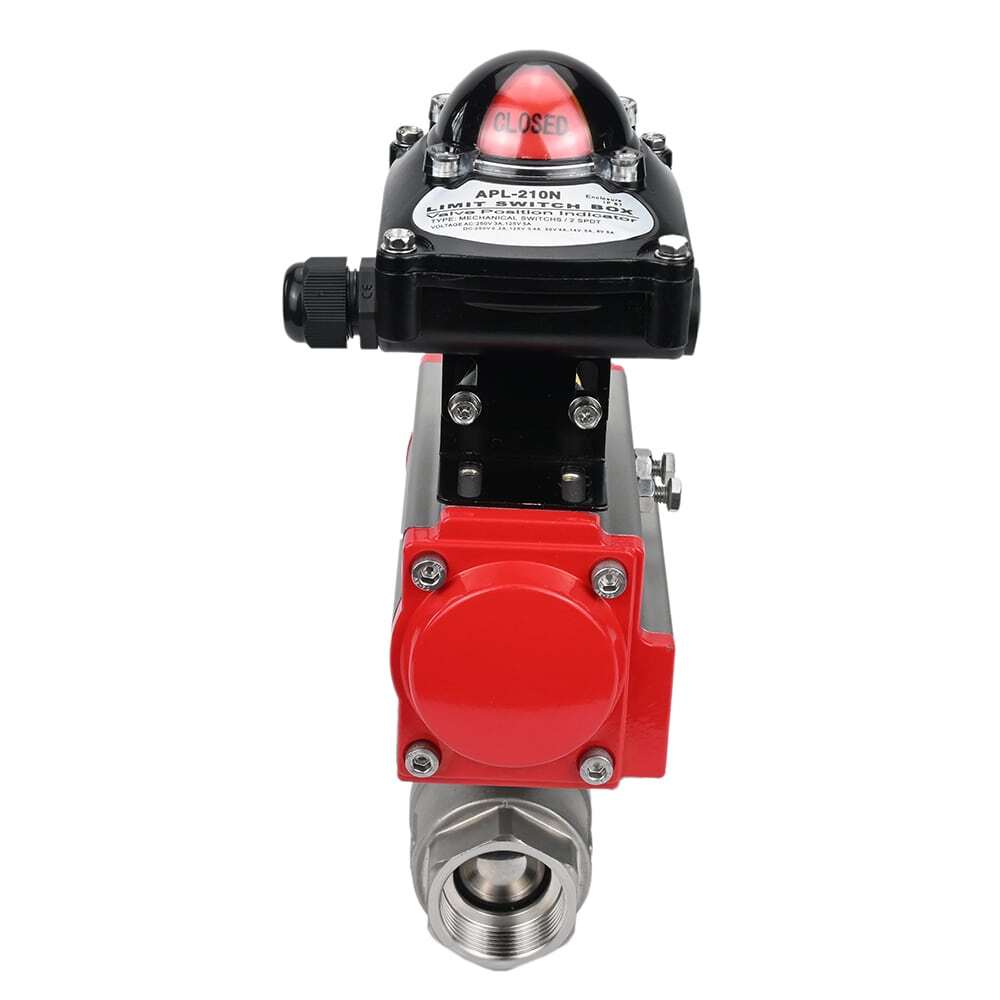 Stainless steel ball valve Elephant kshmp316-elephant-da-apl210n, body material - stainless steel AISI 316, ball material - stainless steel AISI 316, seal - PTFE, pneumatic actuator operated