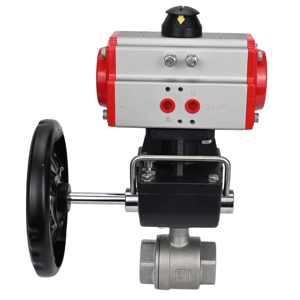 Stainless steel ball valve Elephant kshmp316-elephant-da-hdm, body material - stainless steel AISI 316, ball material - stainless steel AISI 316, seal - PTFE, pneumatic actuator operated