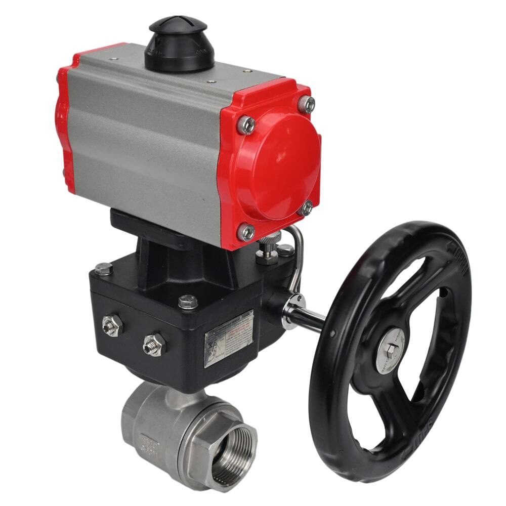 Stainless steel ball valve Elephant kshmp316-elephant-da-hdm, body material - stainless steel AISI 316, ball material - stainless steel AISI 316, seal - PTFE, pneumatic actuator operated