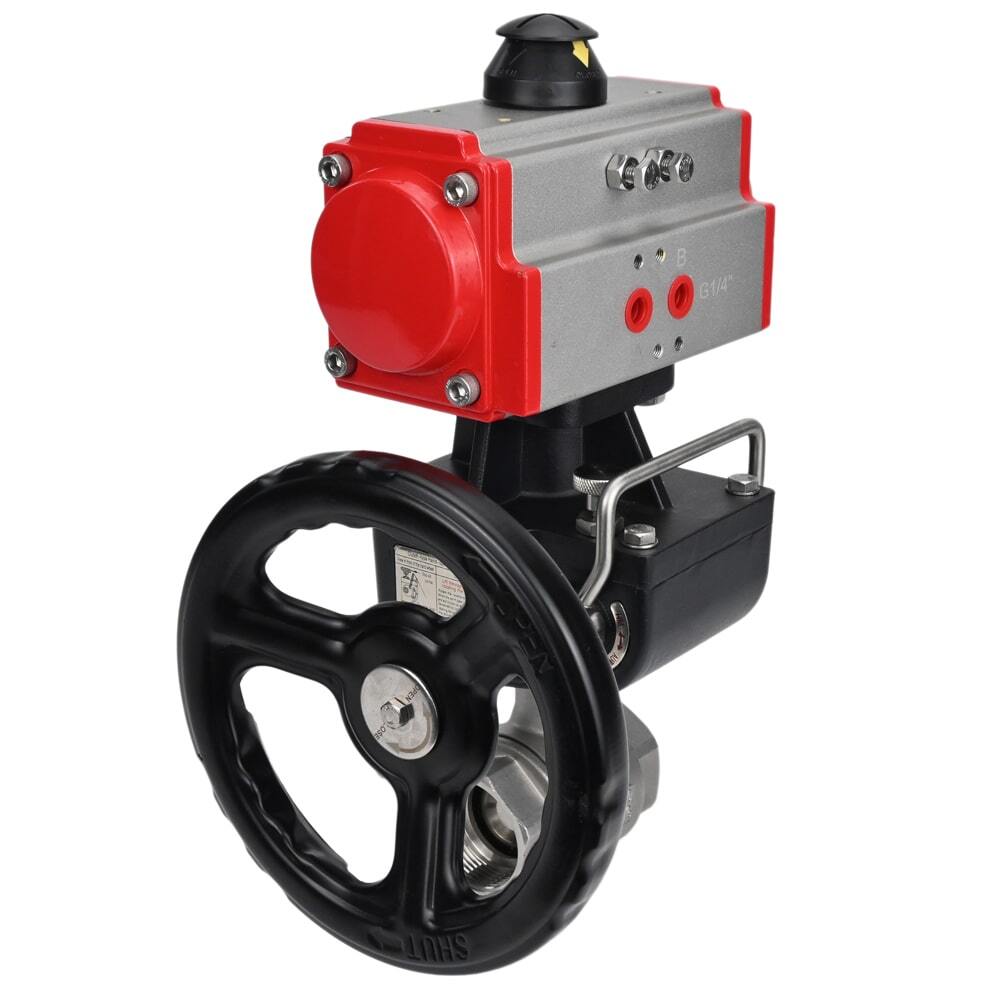 Stainless steel ball valve Elephant kshmp316-elephant-da-hdm, body material - stainless steel AISI 316, ball material - stainless steel AISI 316, seal - PTFE, pneumatic actuator operated