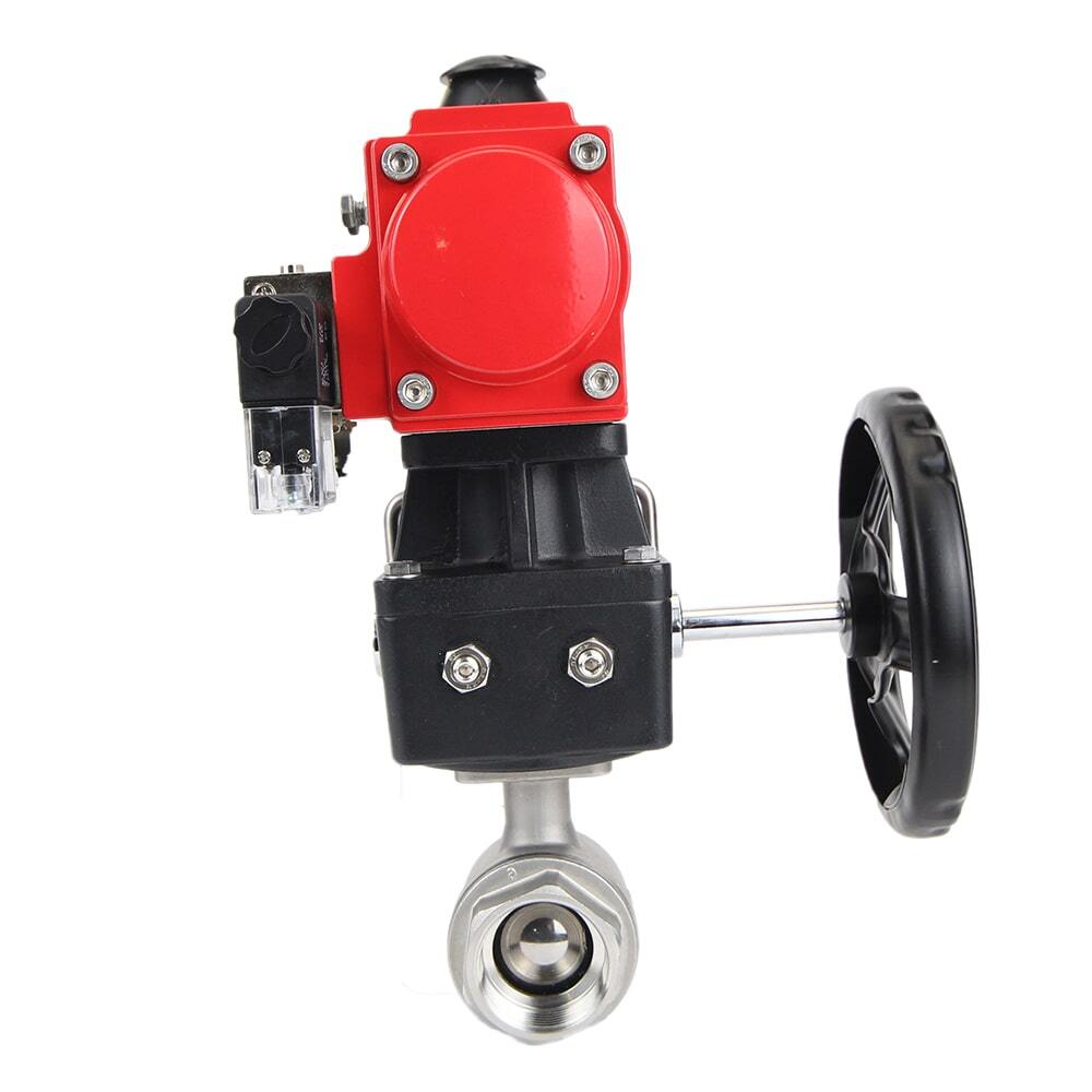 Stainless steel ball valve Elephant kshmp316-elephant-da-4m310-24-hdm, body material - stainless steel AISI 316, ball material - stainless steel AISI 316, seal - PTFE, pneumatic actuator operated