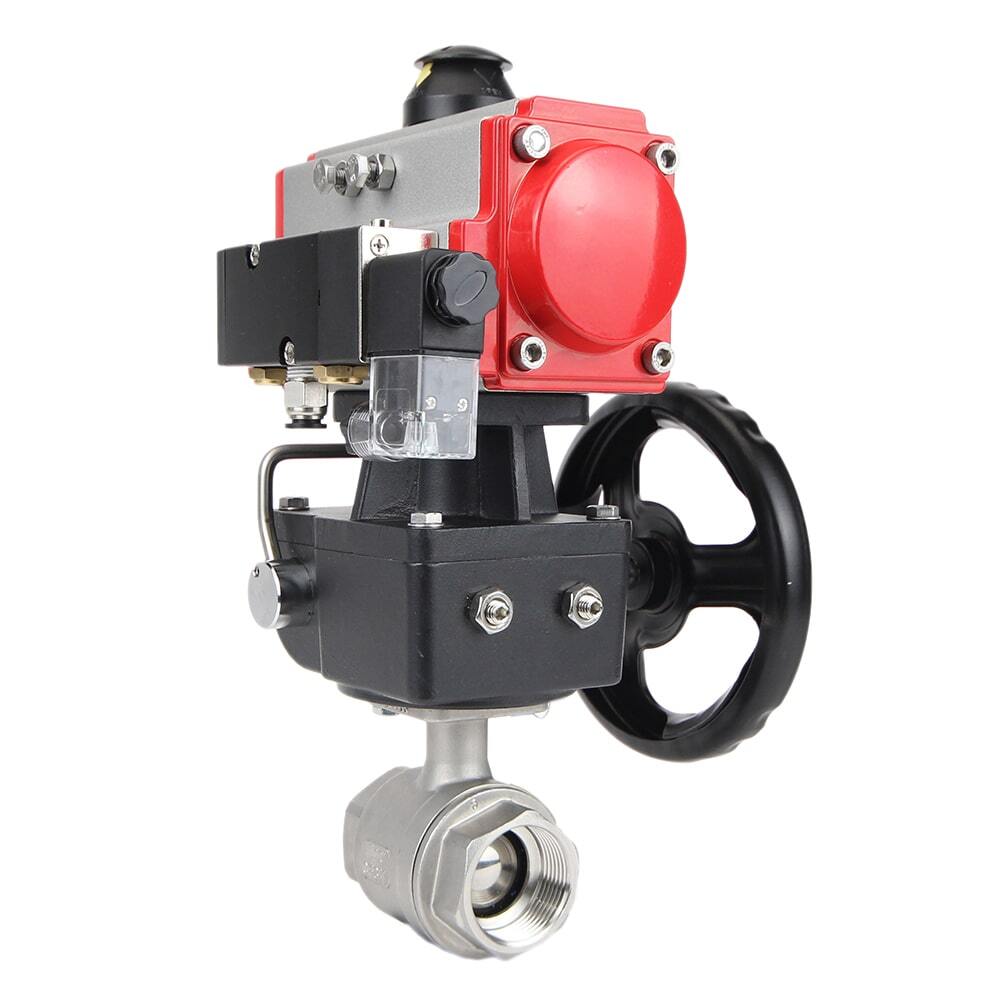Stainless steel ball valve Elephant kshmp316-elephant-da-4m310-24-hdm, body material - stainless steel AISI 316, ball material - stainless steel AISI 316, seal - PTFE, pneumatic actuator operated