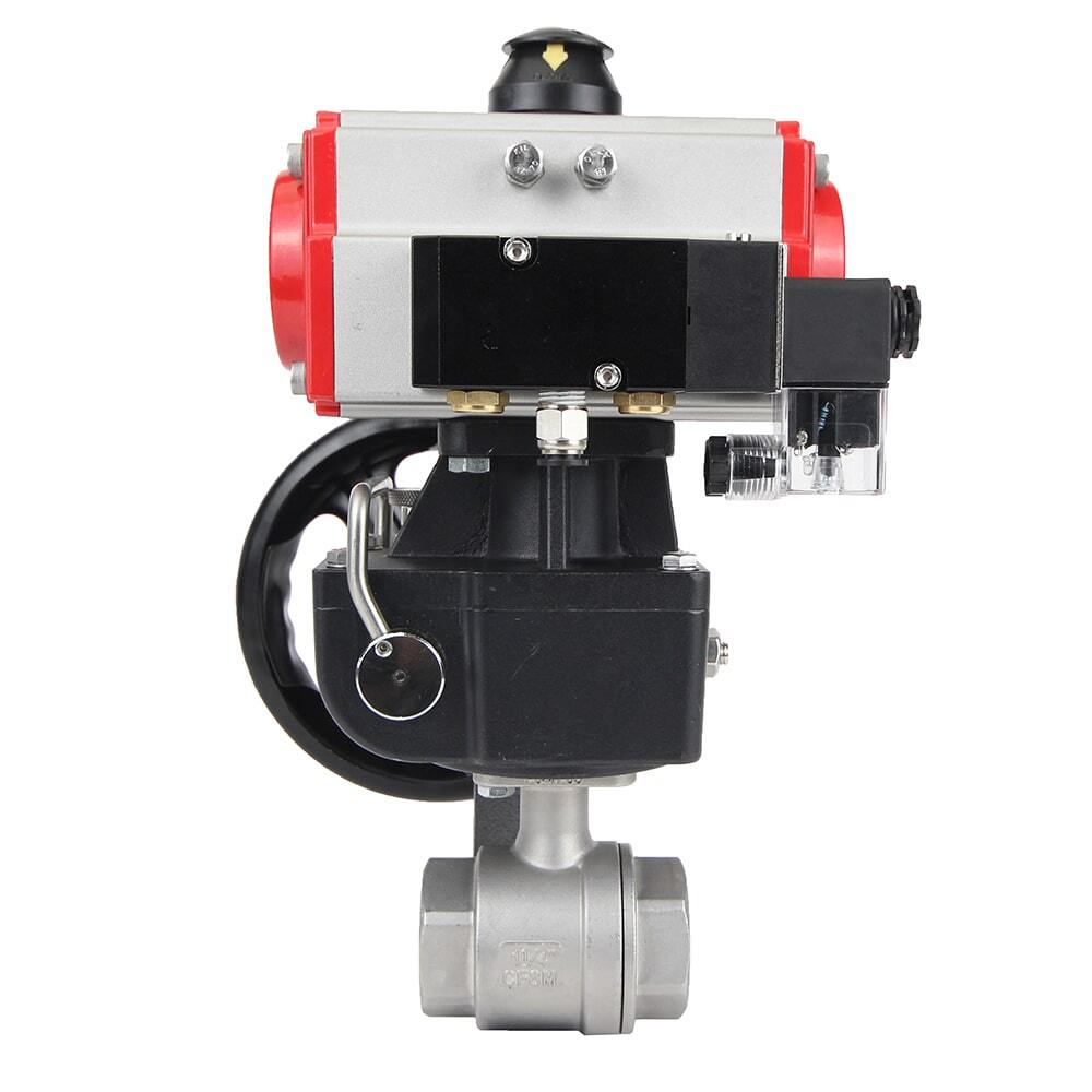 Stainless steel ball valve Elephant kshmp316-elephant-da-4m310-24-hdm, body material - stainless steel AISI 316, ball material - stainless steel AISI 316, seal - PTFE, pneumatic actuator operated