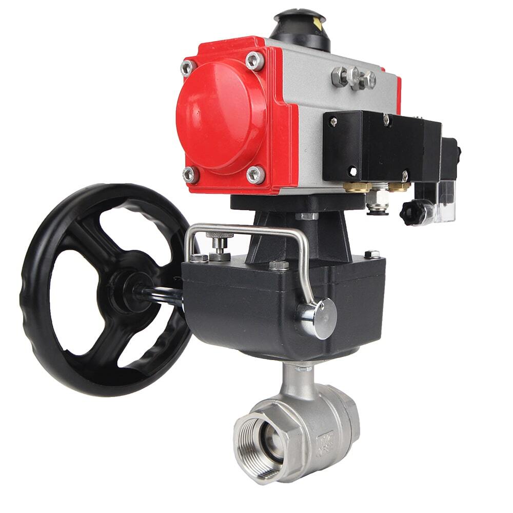 Stainless steel ball valve Elephant kshmp316-elephant-da-4m310-24-hdm, body material - stainless steel AISI 316, ball material - stainless steel AISI 316, seal - PTFE, pneumatic actuator operated