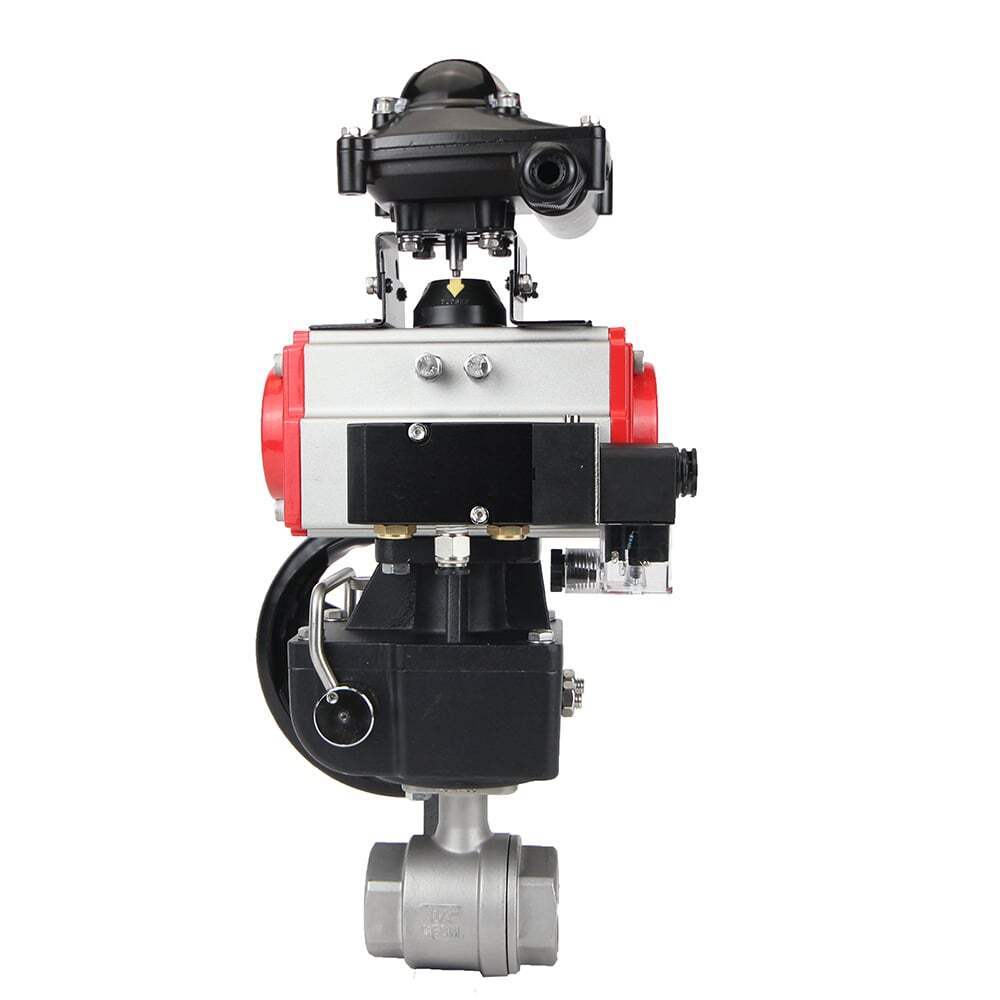 Stainless steel ball valve Elephant kshmp316-elephant-da-4m310-24v-apl-210n-hdm, body material - stainless steel AISI 316, ball material - stainless steel AISI 316, seal - PTFE, pneumatic actuator operated