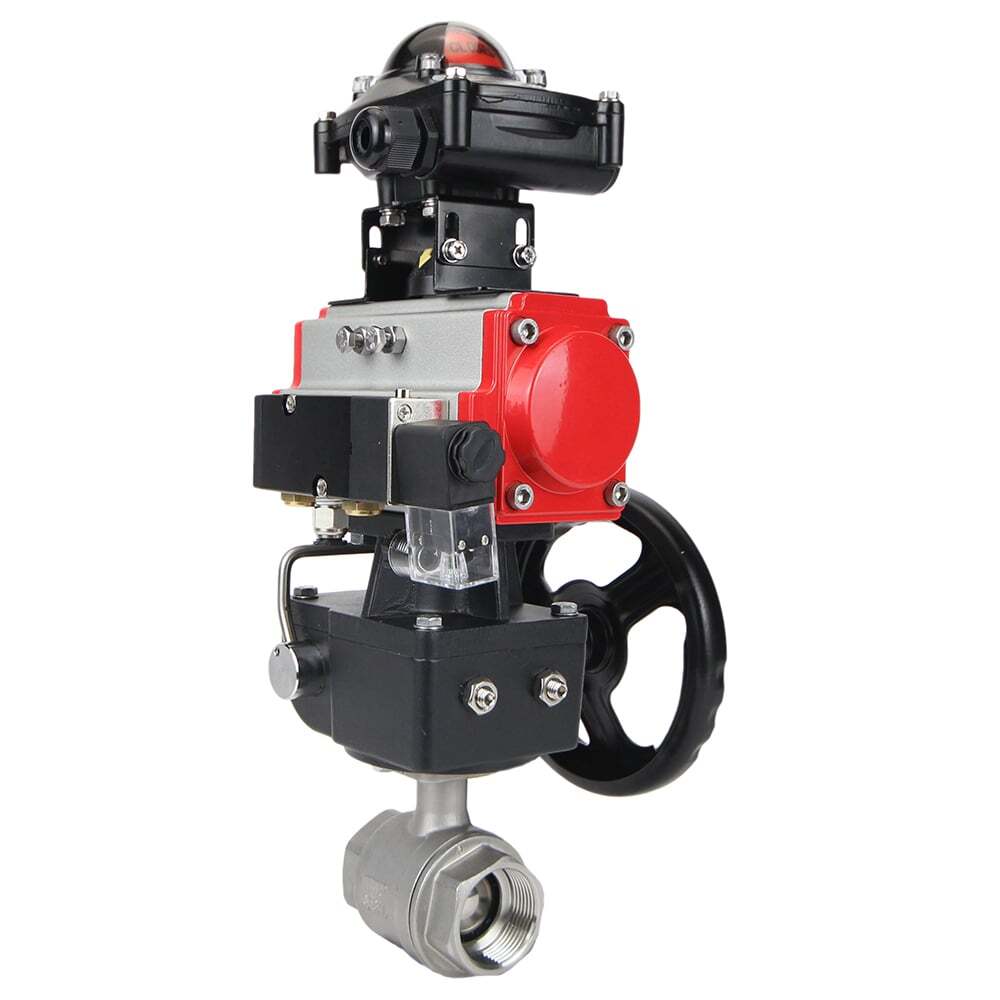Stainless steel ball valve Elephant kshmp316-elephant-da-4m310-24v-apl-210n-hdm, body material - stainless steel AISI 316, ball material - stainless steel AISI 316, seal - PTFE, pneumatic actuator operated
