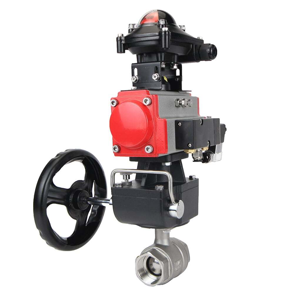 Stainless steel ball valve Elephant kshmp316-elephant-da-4m310-24v-apl-210n-hdm, body material - stainless steel AISI 316, ball material - stainless steel AISI 316, seal - PTFE, pneumatic actuator operated