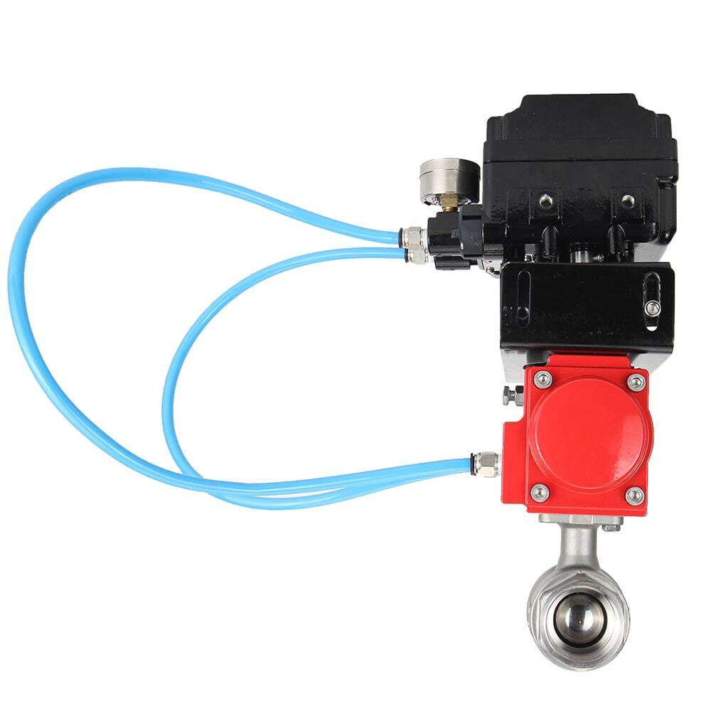 Stainless steel ball valve Elephant kshmp316-elephant-sa-yt1000rsi, body material - stainless steel AISI 316, ball material - stainless steel AISI 316, seal - PTFE, pneumatic actuator operated