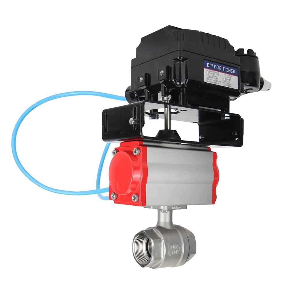 Stainless steel ball valve Elephant kshmp316-elephant-sa-yt1000rsi, body material - stainless steel AISI 316, ball material - stainless steel AISI 316, seal - PTFE, pneumatic actuator operated