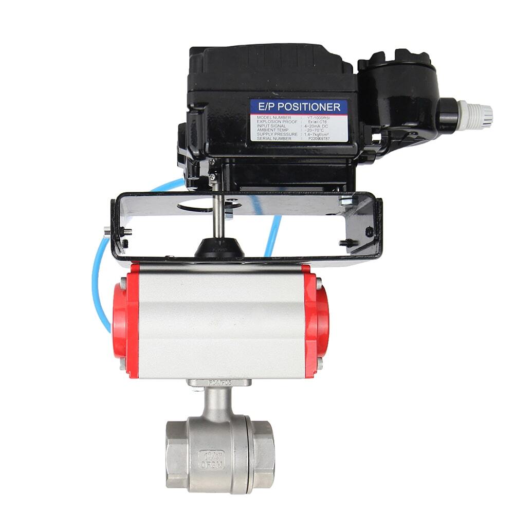 Stainless steel ball valve Elephant kshmp316-elephant-sa-yt1000rsi, body material - stainless steel AISI 316, ball material - stainless steel AISI 316, seal - PTFE, pneumatic actuator operated