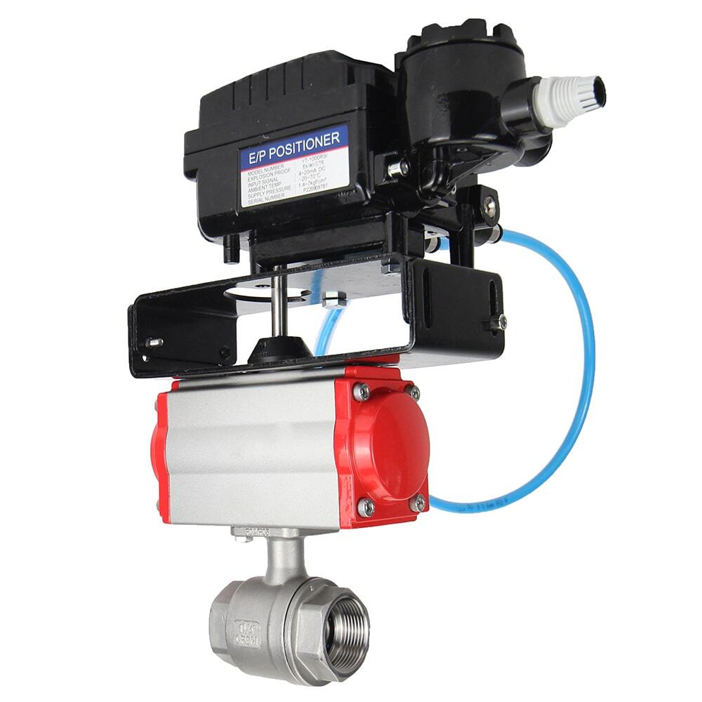 Stainless steel ball valve Elephant kshmp316-elephant-sa-yt1000rsi, body material - stainless steel AISI 316, ball material - stainless steel AISI 316, seal - PTFE, pneumatic actuator operated