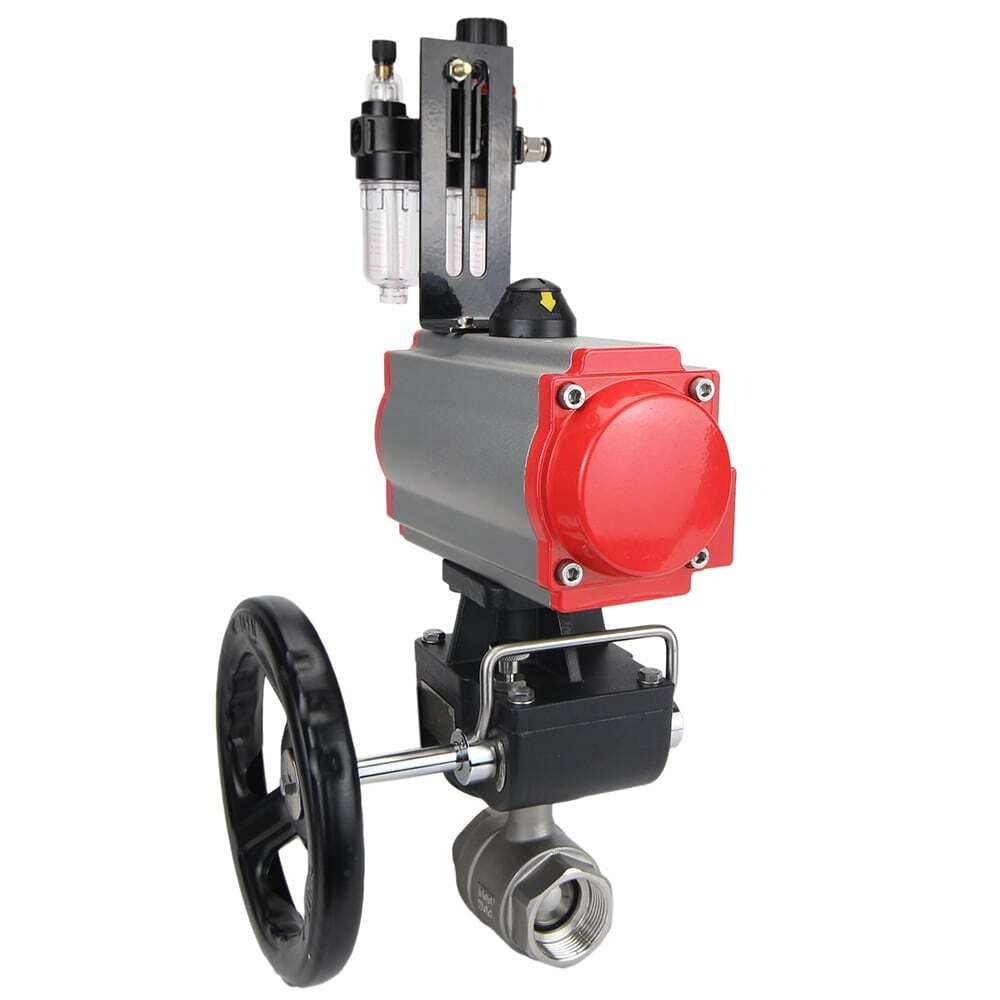 Stainless steel ball valve Elephant kshmp316-elephant-da-4m310-24-hdm-afc2000, body material - stainless steel AISI 316, ball material - stainless steel AISI 316, seal - PTFE, pneumatic actuator operated