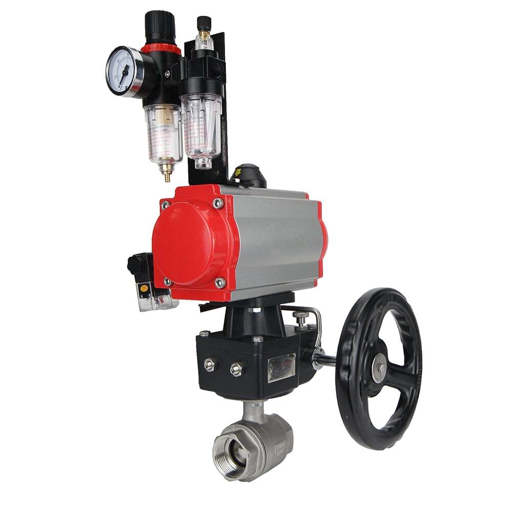 Stainless steel ball valve Elephant kshmp316-elephant-da-4m310-24-hdm-afc2000, body material - stainless steel AISI 316, ball material - stainless steel AISI 316, seal - PTFE, pneumatic actuator operated