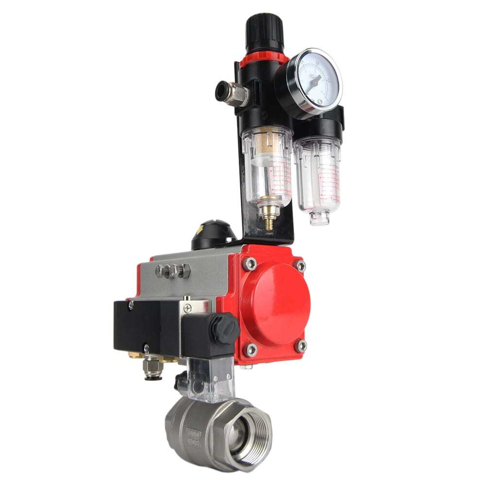 Stainless steel ball valve Elephant kshmp316-elephant-da-4m310-24-afc2000, body material - stainless steel AISI 316, ball material - stainless steel AISI 316, seal - PTFE, pneumatic actuator operated