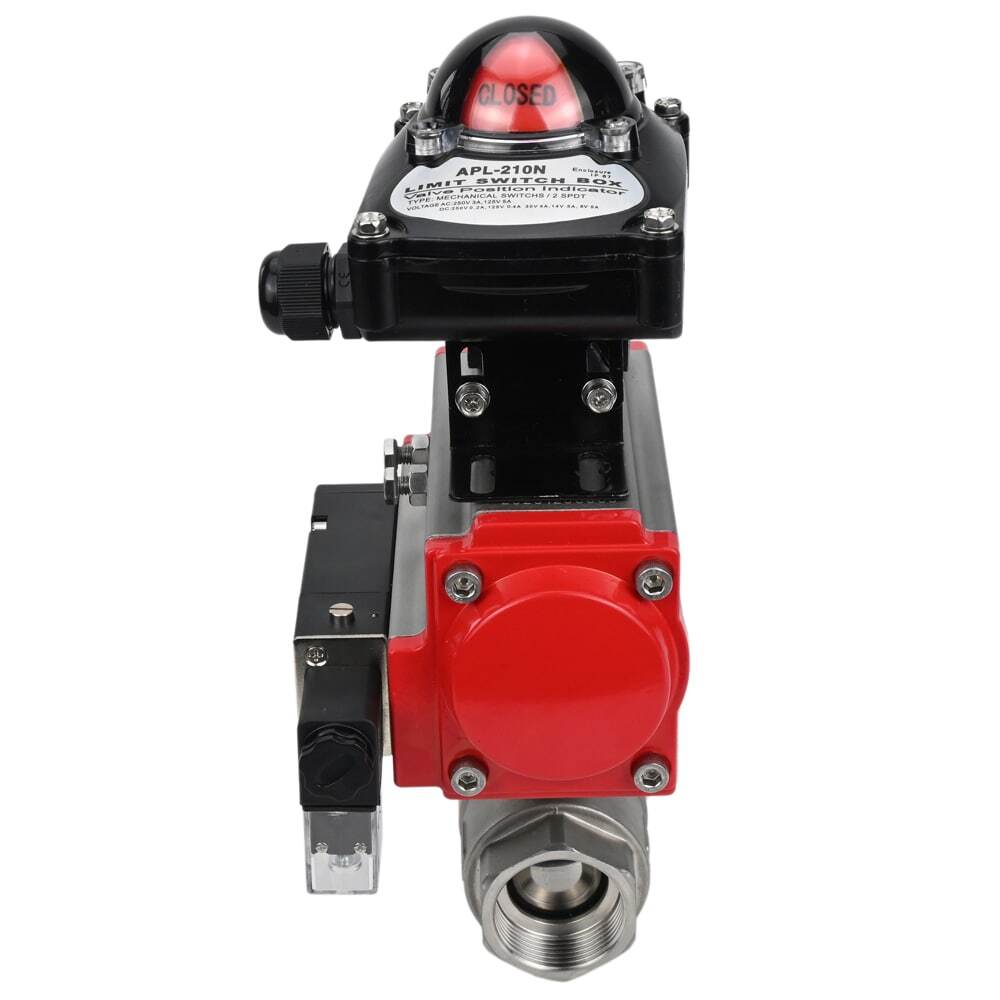 Stainless steel ball valve Elephant kshmp316-elephant-sa-4m310-24-apl210n, body material - stainless steel AISI 316, ball material - stainless steel AISI 316, seal - PTFE, pneumatic actuator operated