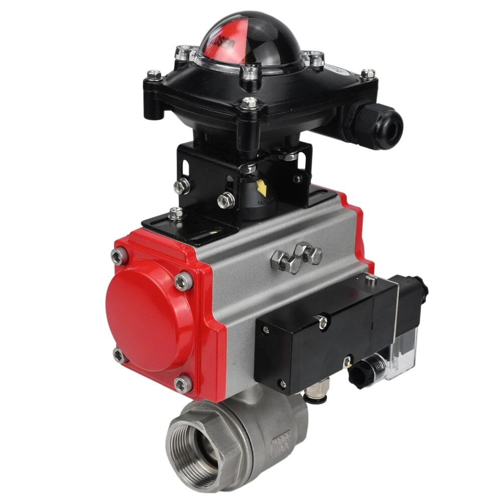 Stainless steel ball valve Elephant kshmp316-elephant-da-4m310-24-apl210n, body material - stainless steel AISI 316, ball material - stainless steel AISI 316, seal - PTFE, pneumatic actuator operated