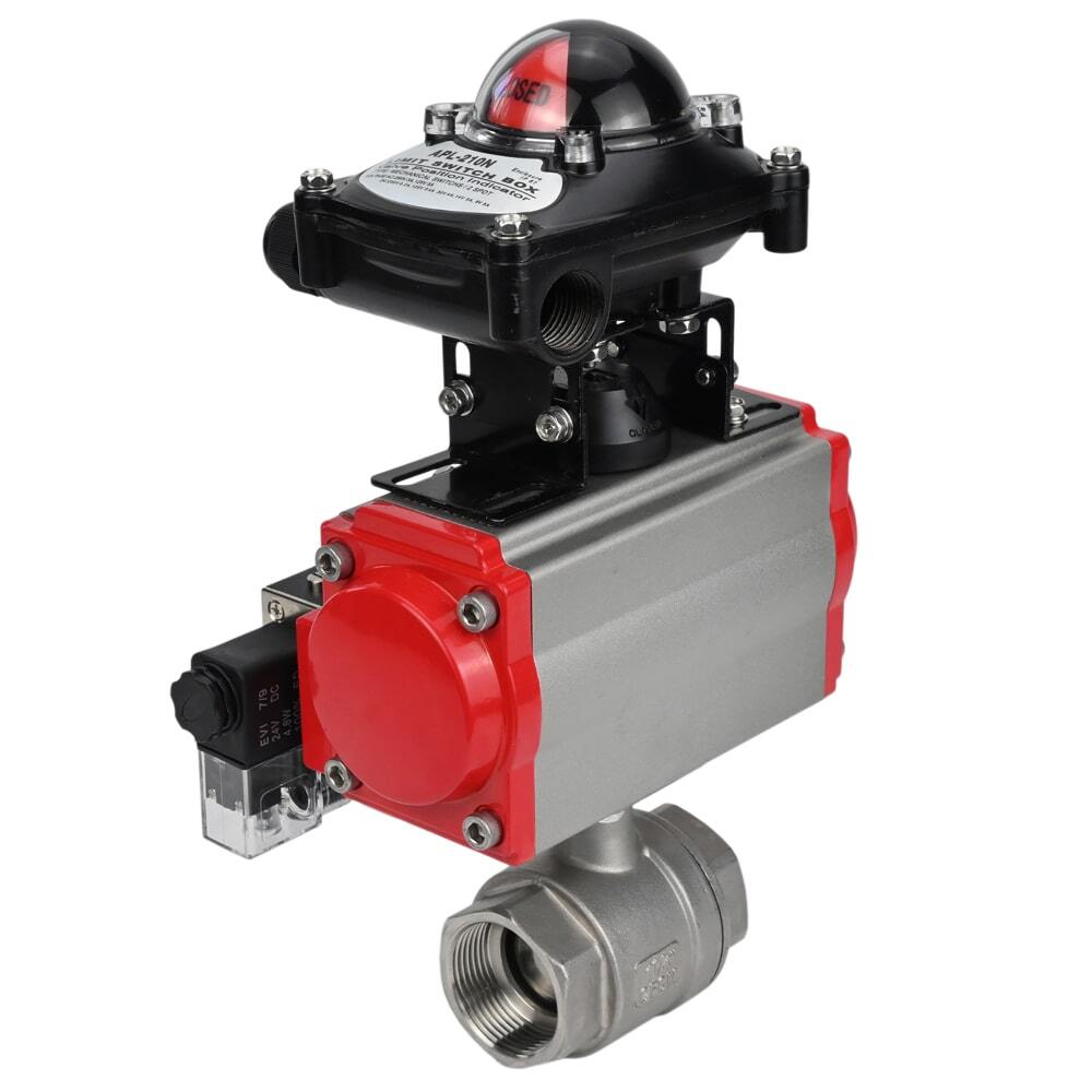 Stainless steel ball valve Elephant kshmp316-elephant-da-4m310-24-apl210n, body material - stainless steel AISI 316, ball material - stainless steel AISI 316, seal - PTFE, pneumatic actuator operated