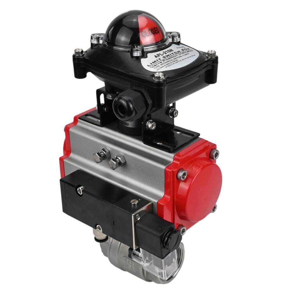 Stainless steel ball valve Elephant kshmp316-elephant-da-4m310-24-apl210n, body material - stainless steel AISI 316, ball material - stainless steel AISI 316, seal - PTFE, pneumatic actuator operated
