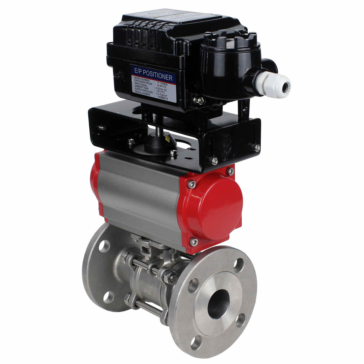 Stainless steel ball valve Elephant ksfpt-316-180-da-yt1000rsn, body material - stainless steel AISI 316, ball material - stainless steel AISI 316, seal - PTFE, pneumatic actuator operated