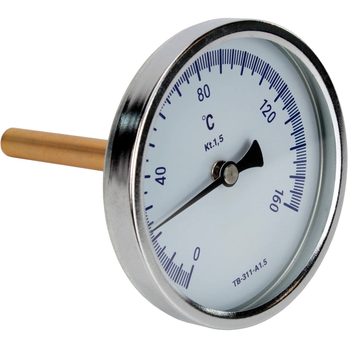 Bimetallic radial thermometers Elephant TB-301-R1.5 PN10-25, stainless steel, length of immersion part 46-150mm, accuracy class - 1.5