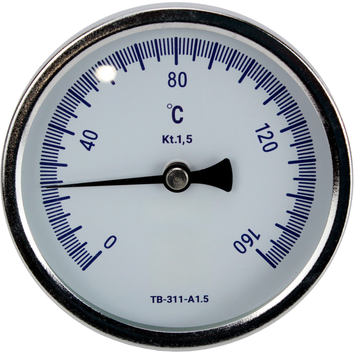 Bimetallic radial thermometers Elephant TB-301-R1.5 PN10-25, stainless steel, length of immersion part 46-150mm, accuracy class - 1.5