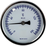 Bimetallic radial thermometers Elephant TB-301-R1.5 PN10-25, stainless steel, length of immersion part 46-150mm, accuracy class - 1.5