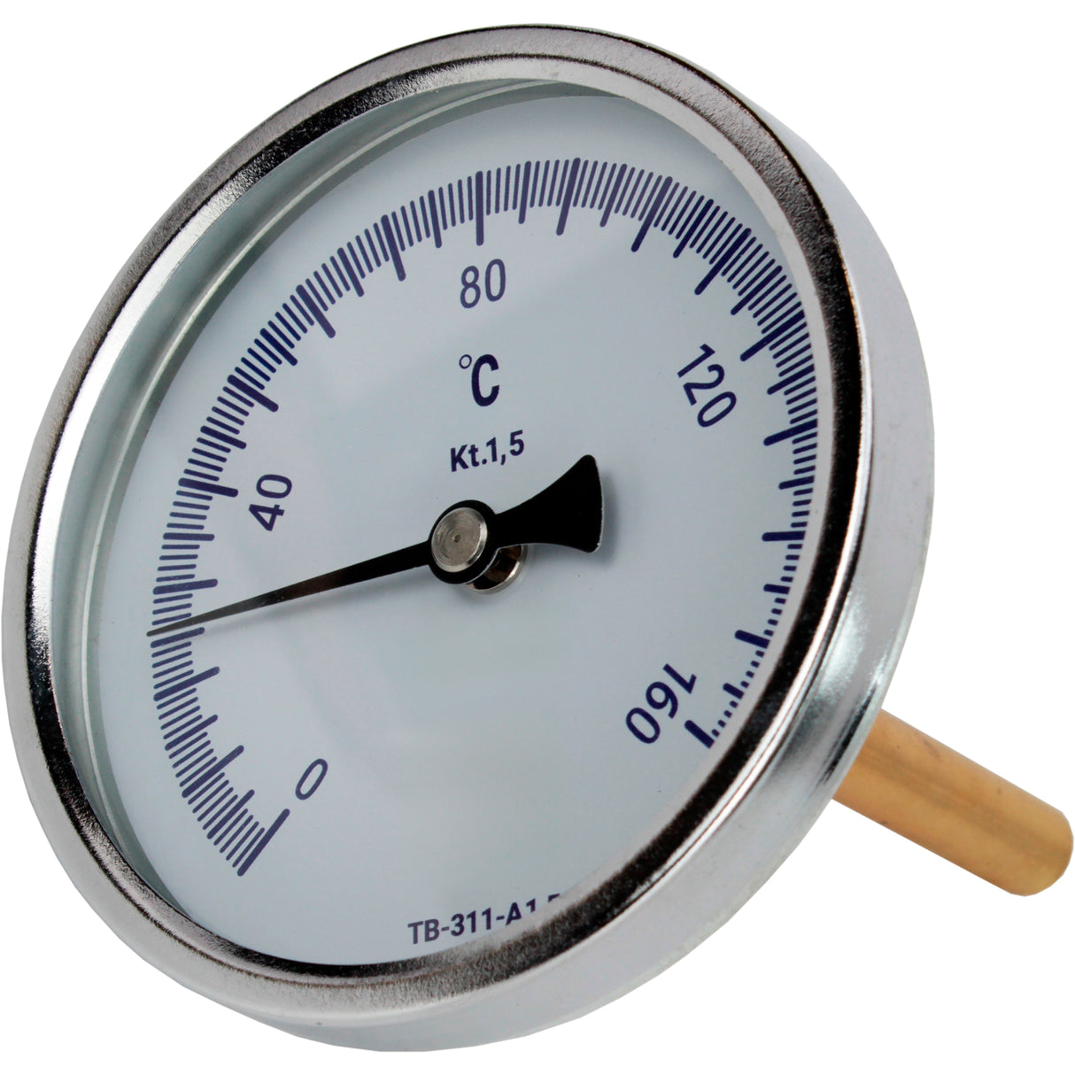 Bimetallic radial thermometers Elephant TB-301-R1.5 PN10-25, stainless steel, length of immersion part 46-150mm, accuracy class - 1.5